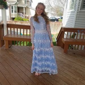 Embroidered prom formal dress
